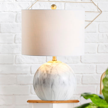 Luna 21.5" Faux Marble Resin LED Table Lamp - JONATHAN Y